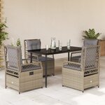 vidaXL Ensemble à manger de jardin avec coussins 5Pièces Beige poly rotin