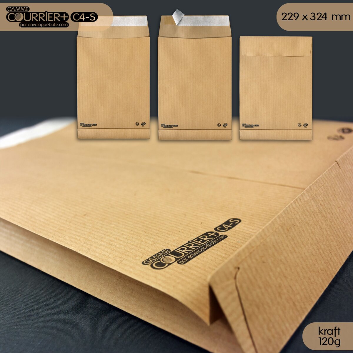 Lot de 50 enveloppes kraft 120g à soufflets c4 - gamme courrier+ - La Poste