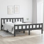 vidaXL Cadre de lit Gris Bois massif 150x200 cm Très grand
