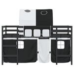 vidaXL Lit mezzanine enfants et tunnel blanc/noir 90x190 cm pin massif