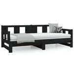 vidaXL Lit coulissant Noir Bois de pin solide 2x(80x200) cm