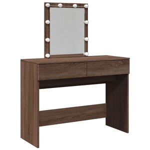 vidaXL Coiffeuse avec LED chêne marron 100x40x130 cm