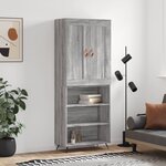 vidaXL Buffet haut Sonoma gris 69 5x34x180 cm Bois d'ingénierie