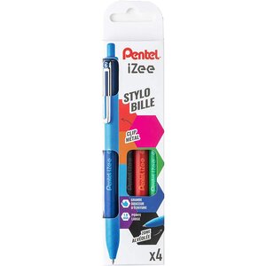 Pochette de 4 Stylos bille rétractables IZEE BASIC BX470 PENTEL