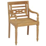 vidaXL Chaises Batavia avec coussins 6 Pièces Bois de teck solide