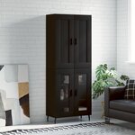 vidaXL Buffet haut Noir 69 5x34x180 cm Bois d'ingénierie