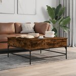 vidaXL Table basse chêne fumé 95x95x45 cm bois d'ingénierie et métal