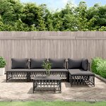 vidaXL Salon de jardin avec coussins 6 Pièces anthracite acier