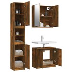 vidaXL Ensemble d'armoires de salle de bain 3 Pièces chêne fumé