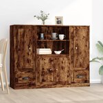vidaXL Buffets 3 Pièces chêne fumé bois d'ingénierie