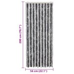 vidaXL Rideau anti-mouches gris et noir 56x200 cm chenille