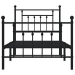 vidaXL Cadre de lit métal avec tête de lit/pied de lit noir 90x200 cm
