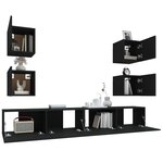 vidaXL Ensemble de meubles TV 6 Pièces Noir Bois d'ingénierie