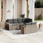 vidaXL Salon de jardin 11 Pièces avec coussins gris résine tressée