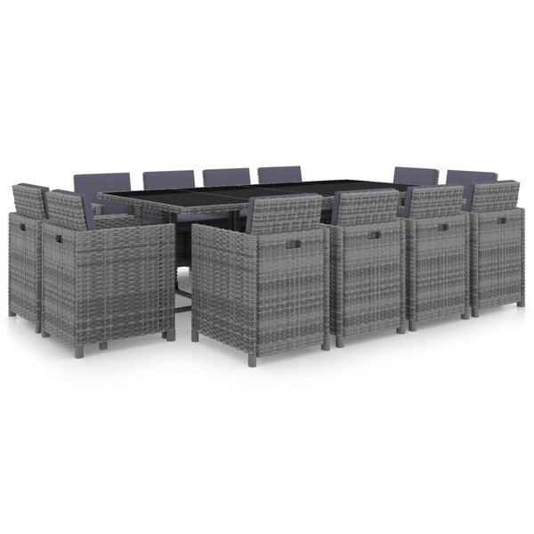 vidaXL Ensemble à manger d'extérieur 13 Pièces coussins rotin anthracite