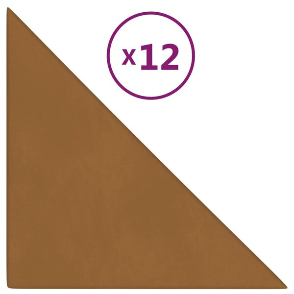 vidaXL Panneaux muraux 12 Pièces Marron 30x30 cm Velours 0 54 m²