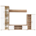 vidaXL Meuble TV mural avec lumière LED Chêne sonoma et blanc