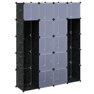 vidaXL Armoire modulaire 14 compartiments Noir et blanc 37x146x180 5cm