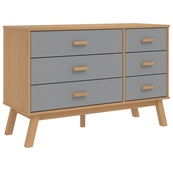 vidaXL Armoire à tiroirs OLDEN gris et marron bois de pin solide