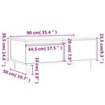 vidaXL Table basse Gris béton 90x50x36 5 cm Bois d'ingénierie