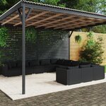 vidaXL Salon de jardin 11 Pièces avec coussins Résine tressée Noir