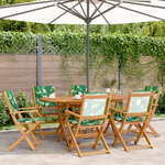vidaXL Ensemble à manger de jardin 7 Pièces motif de feuilles tissu bois