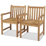 vidaXL Chaises d'extérieur lot de 2 Bois de teck solide