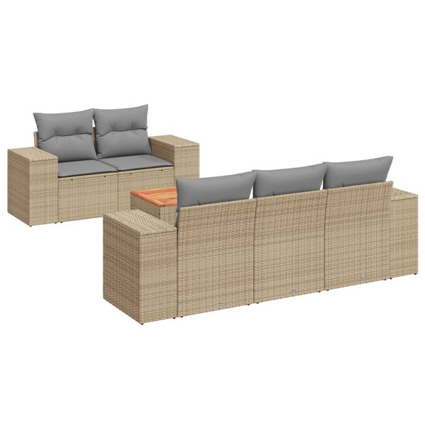 vidaXL Salon de jardin avec coussins 6 Pièces beige résine tressée