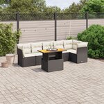 vidaXL Salon de jardin 7 Pièces avec coussins noir résine tressée