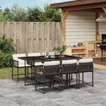 vidaXL Ensemble à manger de jardin et coussins 7 Pièces marron rotin