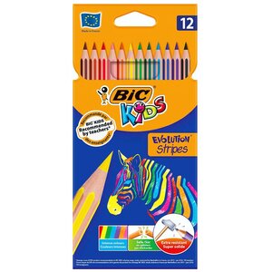 Bic Kids Evolution Stripes 12 Crayons Assortis