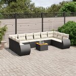 vidaXL Salon de jardin 11 Pièces avec coussins noir résine tressée
