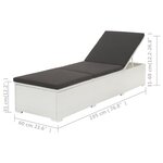 vidaXL Chaise longue avec coussin Résine tressée Blanc