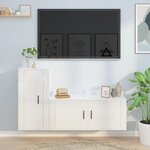 vidaXL Ensemble de meubles TV 2 Pièces blanc brillant bois d'ingénierie