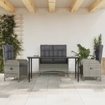 vidaXL Ensemble à manger jardin 4Pièces et coussins Gris Résine tressée