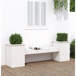 vidaXL Banc avec jardinières blanc 184 5x39 5x56 5 cm bois massif pin