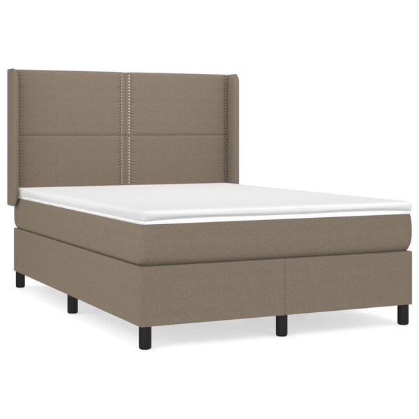 vidaXL Sommier à lattes de lit avec matelas Taupe 140x190 cm Tissu
