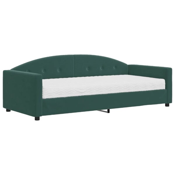 vidaXL Lit de jour avec matelas vert foncé 90x200 cm velours