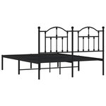 vidaXL Cadre de lit métal avec tête de lit noir 135x190 cm