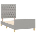 vidaXL Cadre de lit avec tête de lit Gris clair 90x200 cm Tissu