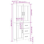 vidaXL Buffet haut Chêne fumé 69 5x34x180 cm Bois d'ingénierie