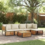 vidaXL Salon de jardin avec coussins 6 Pièces bois d'acacia solide