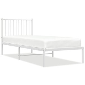 vidaXL Cadre de lit métal avec tête de lit blanc 80x200 cm