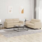 vidaXL Ensemble de canapés 2 Pièces avec coussins crème tissu microfibre