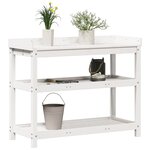 vidaXL Table de rempotage avec étagères blanc bois massif de pin