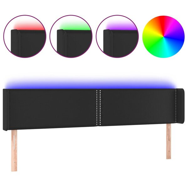 vidaXL Tête de lit à LED Noir 203x16x78/88 cm Similicuir