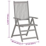 vidaXL Chaises inclinables de jardin lot de 3 et coussins Bois acacia