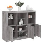 vidaXL Buffets avec lumières LED 3 Pièces sonoma gris bois d'ingénierie