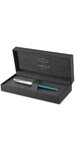 PARKER 51 Stylo Bille  Résine Bleu canard et Capuchon inox poli  Recharge noire pointe moyenne  Coffret cadeau