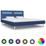 vidaXL Cadre de lit avec LED Bleu Tissu 160x200 cm